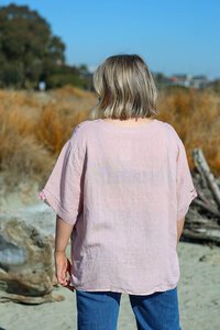 Puro Lino Pocket Linen Floral Top