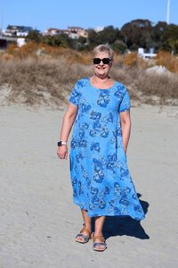 Puro Lino Rib Sleeve Linen Floral Dress