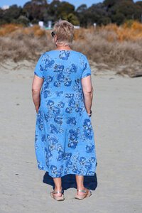 Puro Lino Rib Sleeve Linen Floral Dress