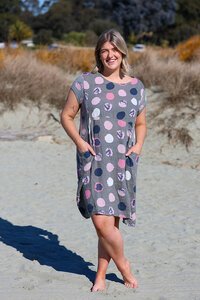 Cali + Co Circle Print Linen Dress