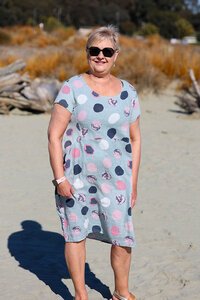 Cali + Co Circle Print Linen Dress