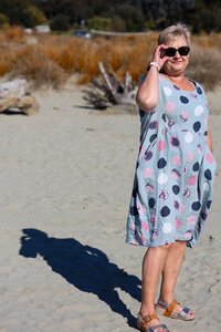 Cali + Co Circle Print Linen Dress