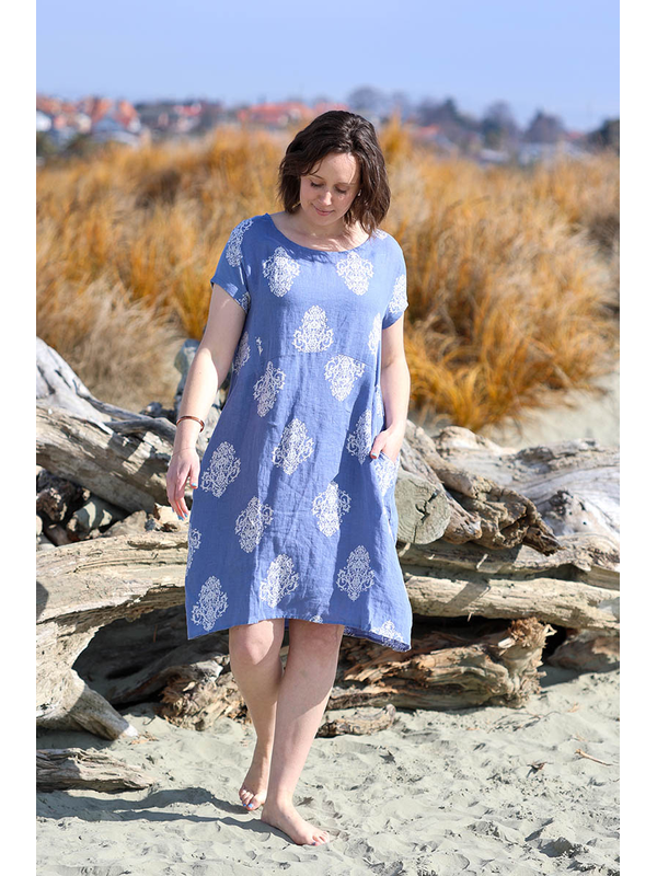 Cali + Co Damask Linen Dress
