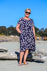 Cali + Co Leaf Print Linen Dress