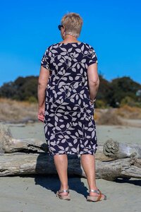 Cali + Co Leaf Print Linen Dress