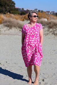 Cali + Co Leaf Print Linen Dress