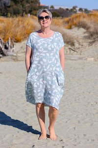 Cali + Co Leaf Print Linen Dress