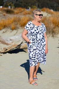 Cali + Co Leaf Print Linen Dress