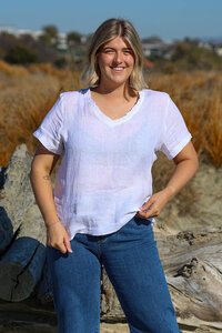 Cali + Co Gathered Linen Top