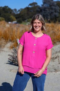La Mode 3 Button Layered Top