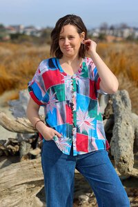 La Mode Button Thru Cotton Top