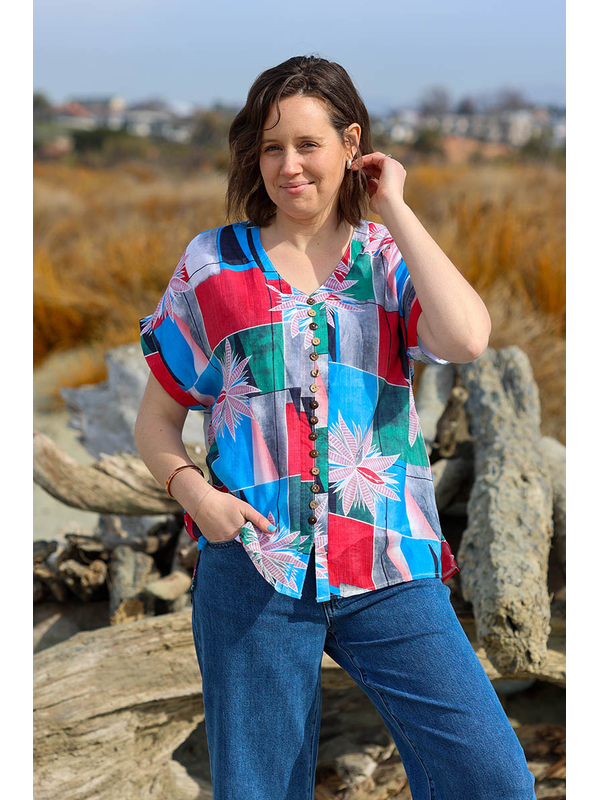 La Mode Button Thru Cotton Top