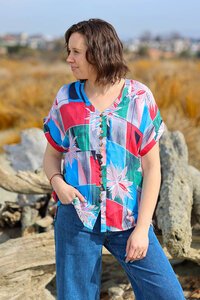 La Mode Button Thru Cotton Top