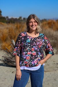 La Mode Puff Sleeve Floral Layered Top
