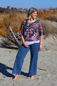 La Mode Puff Sleeve Floral Layered Top