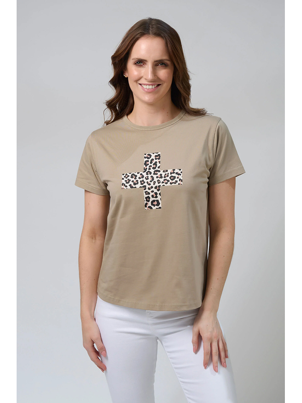Stella + Gemma Ace Leopard Cross Tee