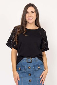 Charlo Amari Embroidered Sleeve Tee