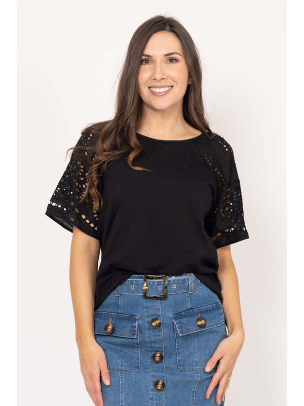 Charlo Amari Embroidered Sleeve Tee