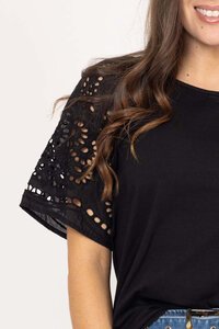 Charlo Amari Embroidered Sleeve Tee