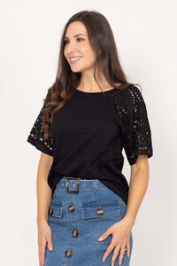 Charlo Amari Embroidered Sleeve Tee