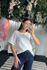 Charlo Amari Embroidered Sleeve Tee