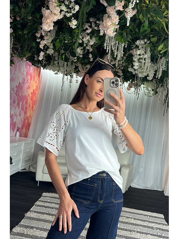 Charlo Amari Embroidered Sleeve Tee