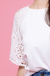 Charlo Amari Embroidered Sleeve Tee