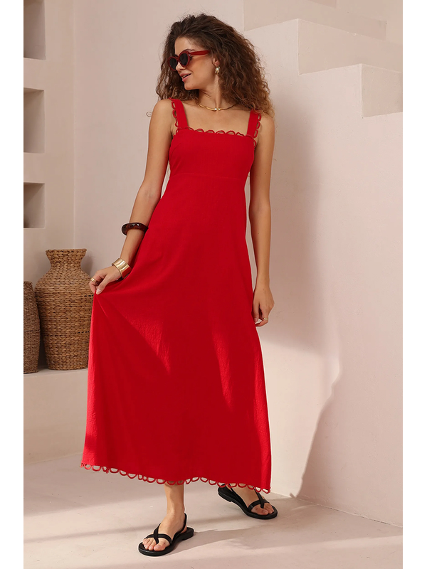 Iris Maxi Scallop Trim Maxi Dress