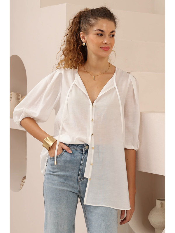 Iris Maxi Relaxed Button Front Blouse