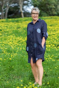 AE Luxe Circle Print Shirt Dress