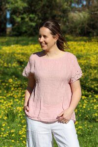 AE Luxe Crochet + Button Back Top