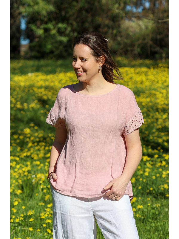AE Luxe Crochet + Button Back Top