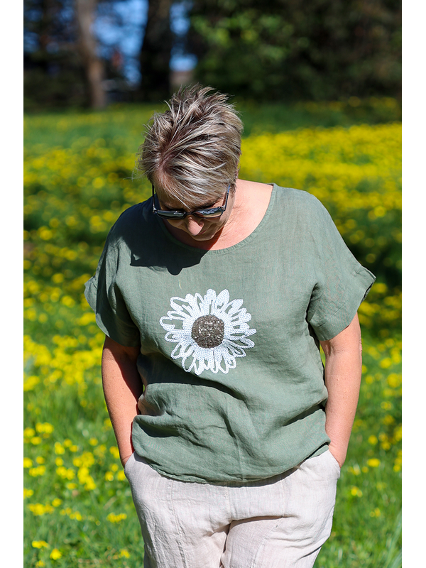 AE Luxe Sunflower Linen Top