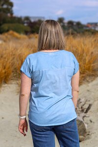 AE Luxe Silver Floral Linen Top