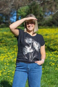 AE Luxe Silver Floral Linen Top