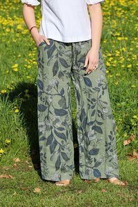AE Luxe Wide Leg Floral Linen Pant