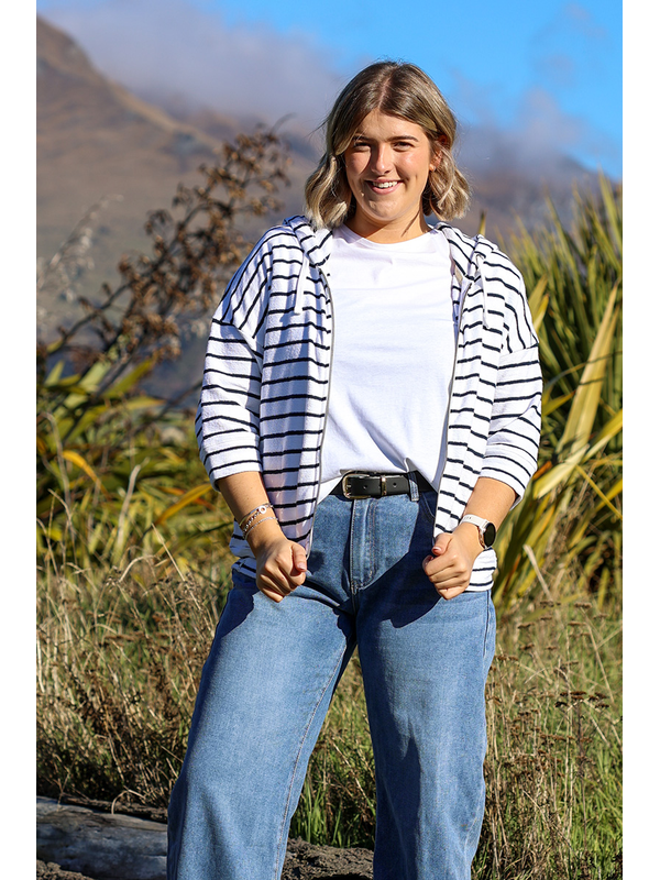 Elm Beachy Hoodie Navy White Stripe