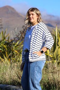 Elm Beachy Hoodie Navy White Stripe