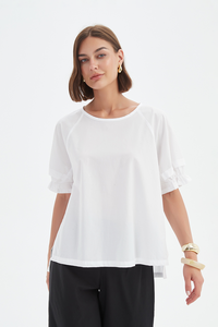 Tirelli Ruffle Sleeve Lyocell Top