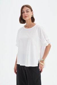 Tirelli Ruffle Sleeve Lyocell Top