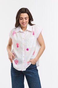Italian Star Anime Embroidered Sleeveless Shirt