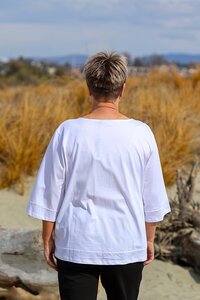 White On Black 3 Button V-Neck Top