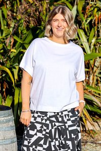 White On Black Drop Sleeve Top