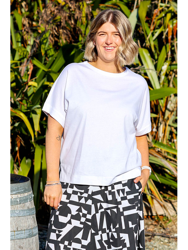 White On Black Drop Sleeve Top