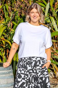 White On Black Drop Sleeve Top