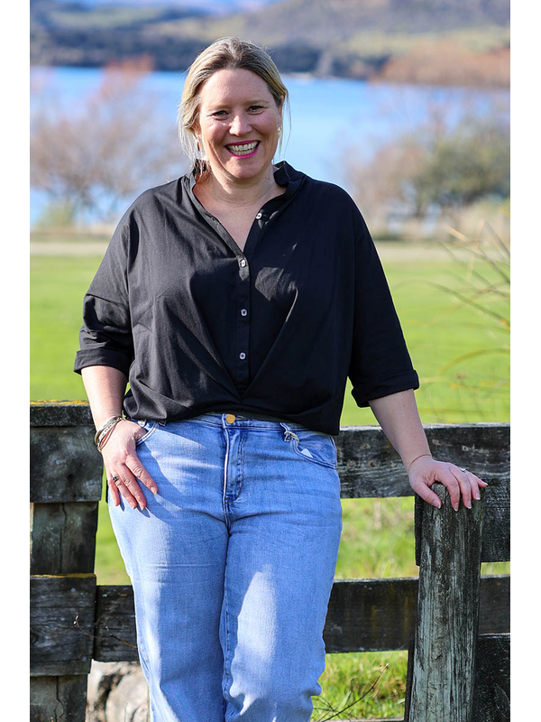 White On Black Blouson Shirt