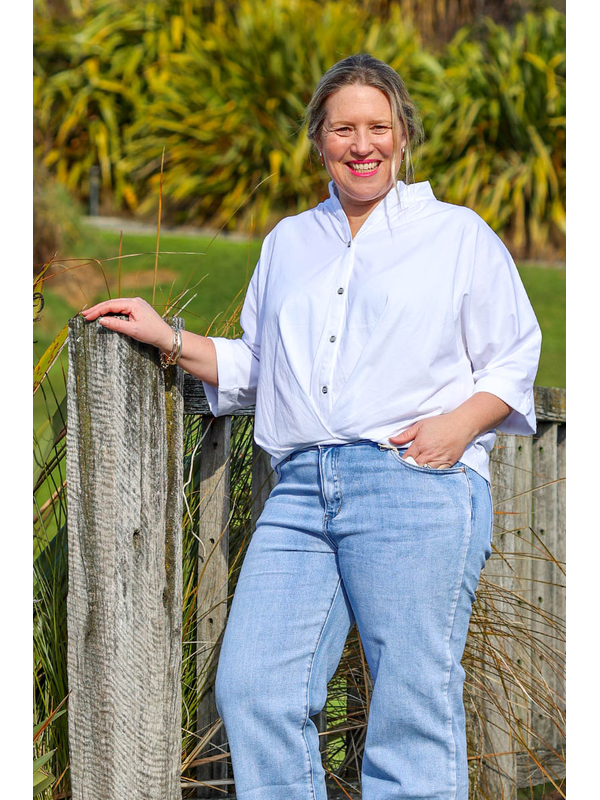 White On Black Blouson Shirt