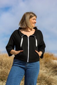 White On Black Gather Neck Jacket