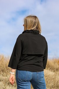 White On Black Gather Neck Jacket