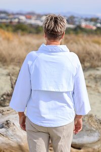 White On Black Gather Neck Jacket